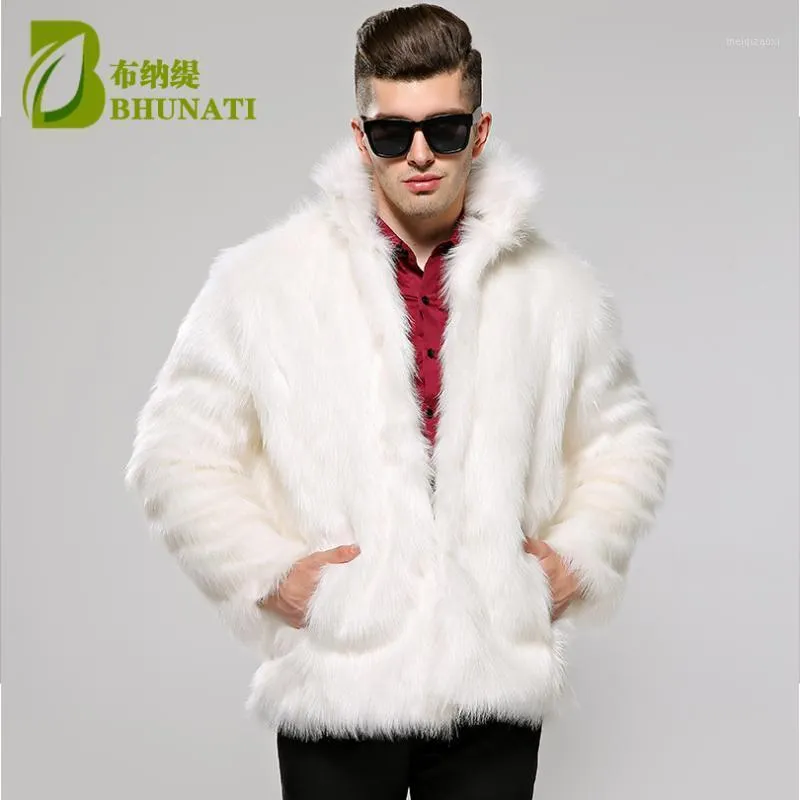 Męskie Kurtki Bhunati Mens Fur Coat Biały Stojak Kołnierz Z Długim Rękawem Zima Mężczyźni Faux Solid Loose Lake Casual