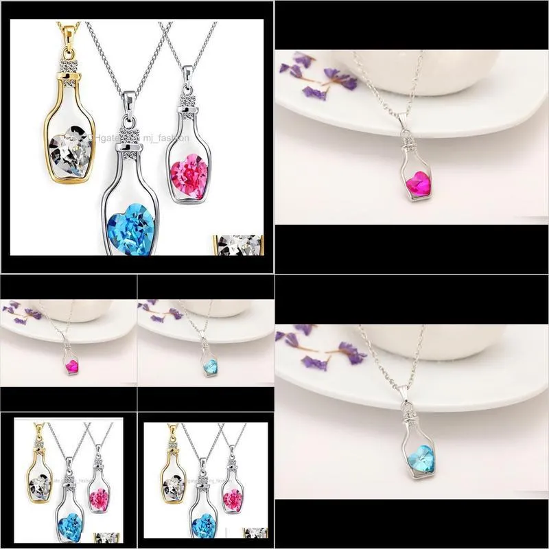 fashion necklace ladies popular crystal necklace love drift bottles special pendant necklace gift 0899