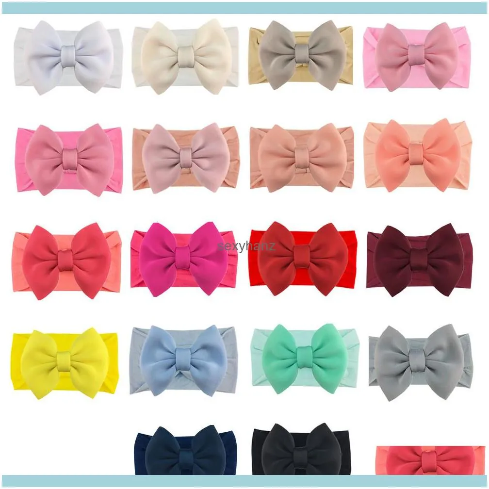 Big 5.5inch Puff Bows Nylon Headband for Baby Girls Knotbow Nylon Turban Headband Kids Children Hair Accessories