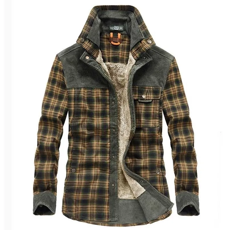 Explosief Merk Heren Winter Plaid Jassen Dikke Katoen Warm Lange Mouwen Kleding Kleding EUROPEAM American Jacket Heren 211204