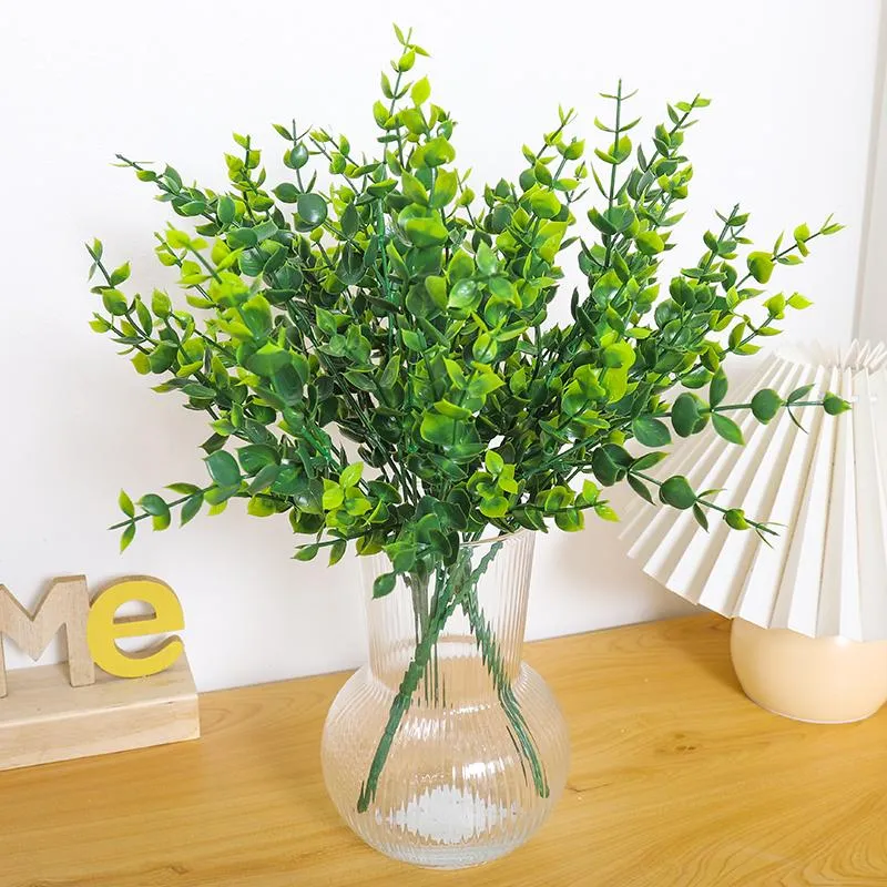 Couronnes de fleurs décoratives plante verte artificielle en plastique feuille d'eucalyptus Style forêt maison salon fête noël mariage faux décor