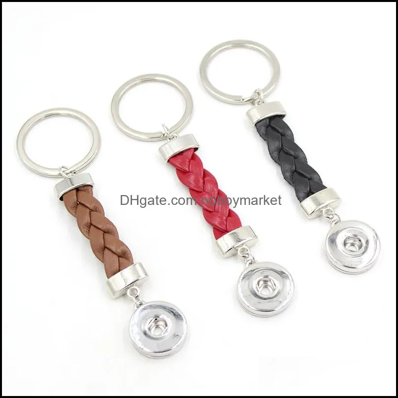 New Arrival DIY Interchangeable Jewelry Snap Key Chain Bag Charm 18mm DIY Snaps Braid Leather Key Ring Bag Charm for Handbags