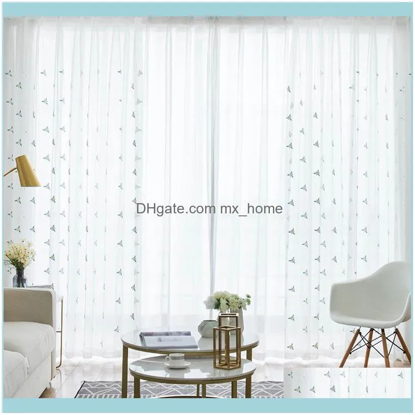 Curtain & Drapes Pastoral Stereo Embroidered 3D Flower Sheer Curtains For Living Room Window Screen Tulle Children Girl Yarn Balcony