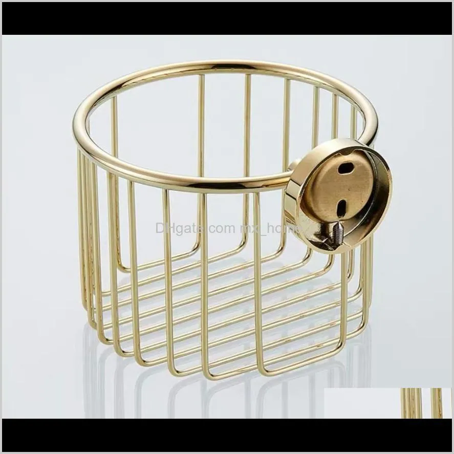 round golden toilet paper basket copper/brass tissue holder bathroom storage wall mounted holders