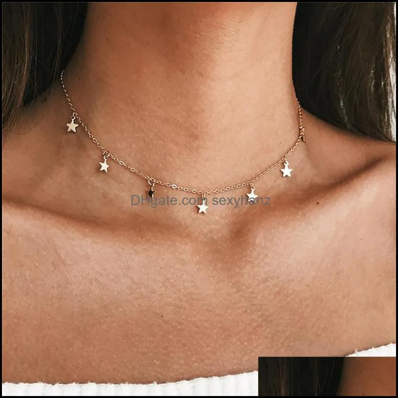 Fashion Long Necklaces 2018 Summer New Bohemia Style Gold Silver Color Star Moon Necklace Women Boho Pendants Choker Jewelry G2