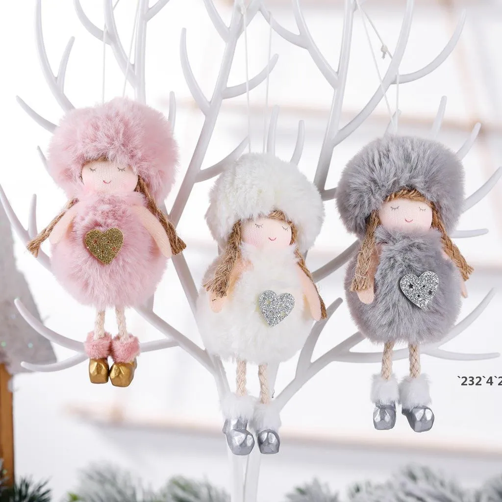 Weihnachtsdekorationen Plüsch Angel Anhänger Kreative Mesh Pailletten Geweih Puppe Weihnachtsbaum Ornament LLA9185