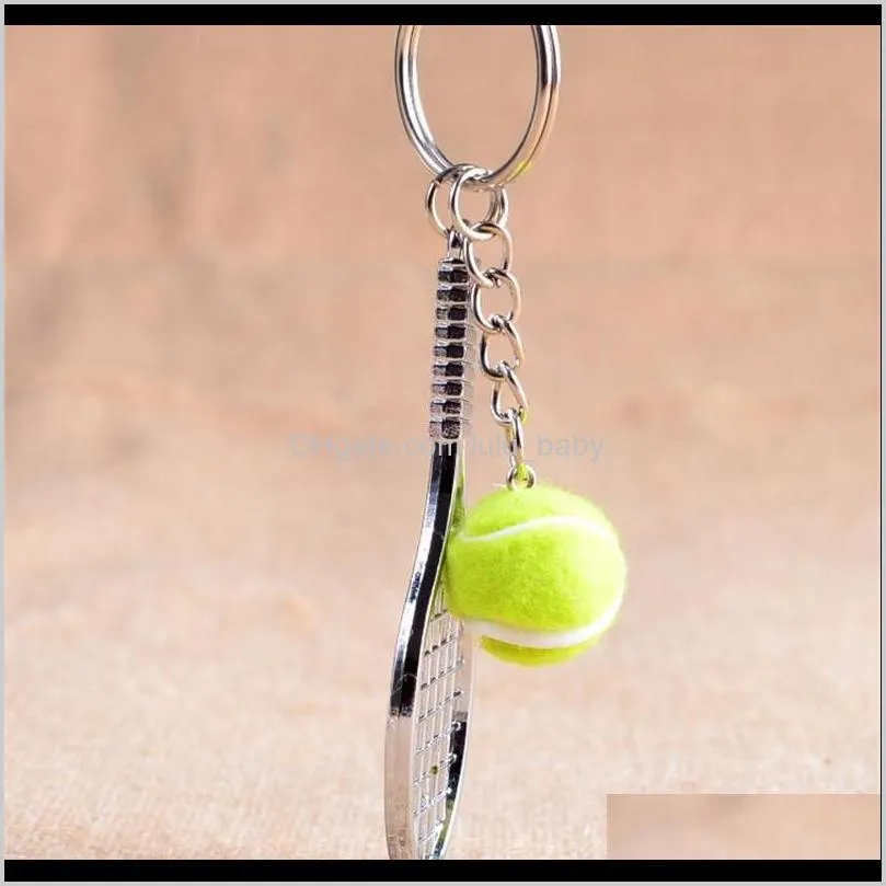 new mini tennis keychain sports style key chains zinc alloy keychains car keyring kids toy novel birthday gift