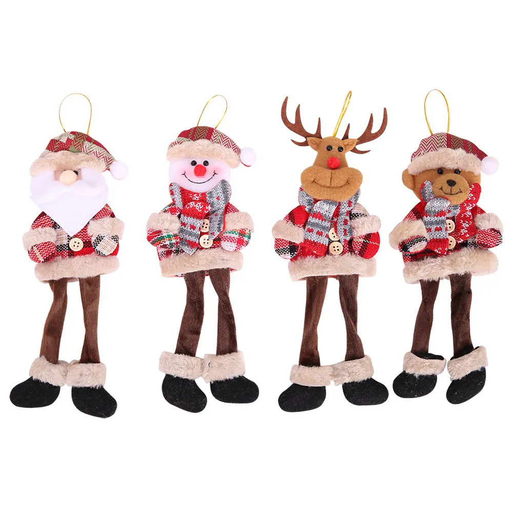 Kerst Pluche Opknoping Ornamenten Buffalo Plaid Santa Snowman Rendier Bear Xmas Tree Hanger Holiday Party Decoration XBJK2109