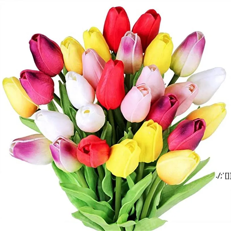 Tulipes de mode PU Latex tulipe fleurs artificielles pour mariage mariée maison fête Festival décoration ornement RRB12442