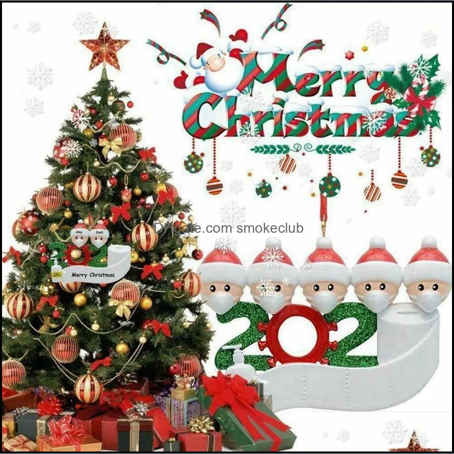 Decorations Festive Supplies Home & Garden Christmas Tree Family Of 2 3 4 5 6 7 White Brown Santa Pendant Ornament Social Distancin Party De