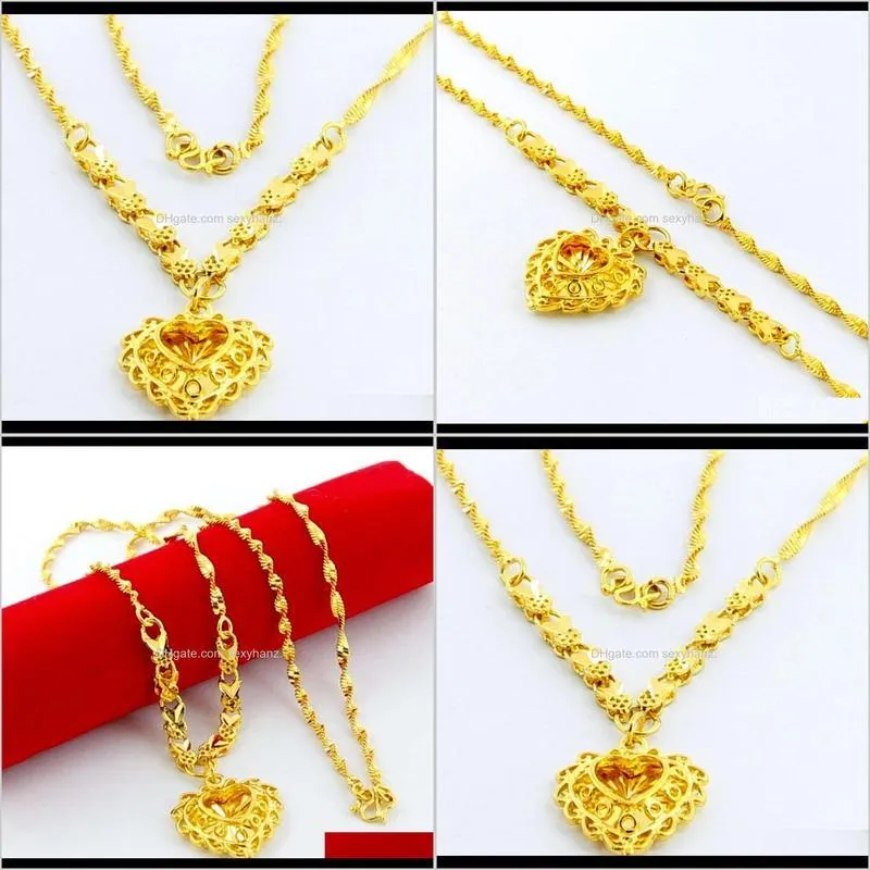 pendants 24k gold plated necklace women`s jewelry high imitation inverted heart never fade jp027