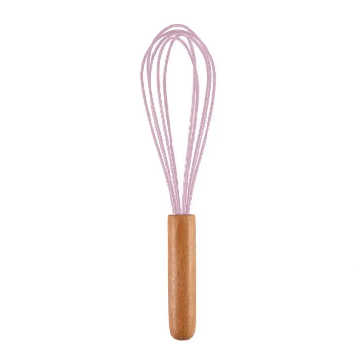 Utensili per uova Manico in legno Frusta in silicone Frusta per uso domestico Frullino per la cottura Strumento LLF13001