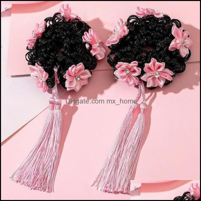 Children`s wig fringed balls hair circle hair ornament girl baby headdress clip diademas para el pelo mujer