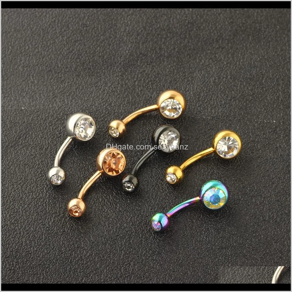wholesale belly piercing earrings 14g belly button rings stainless navel ring screw bar body jewelry 120pcs 6 colors
