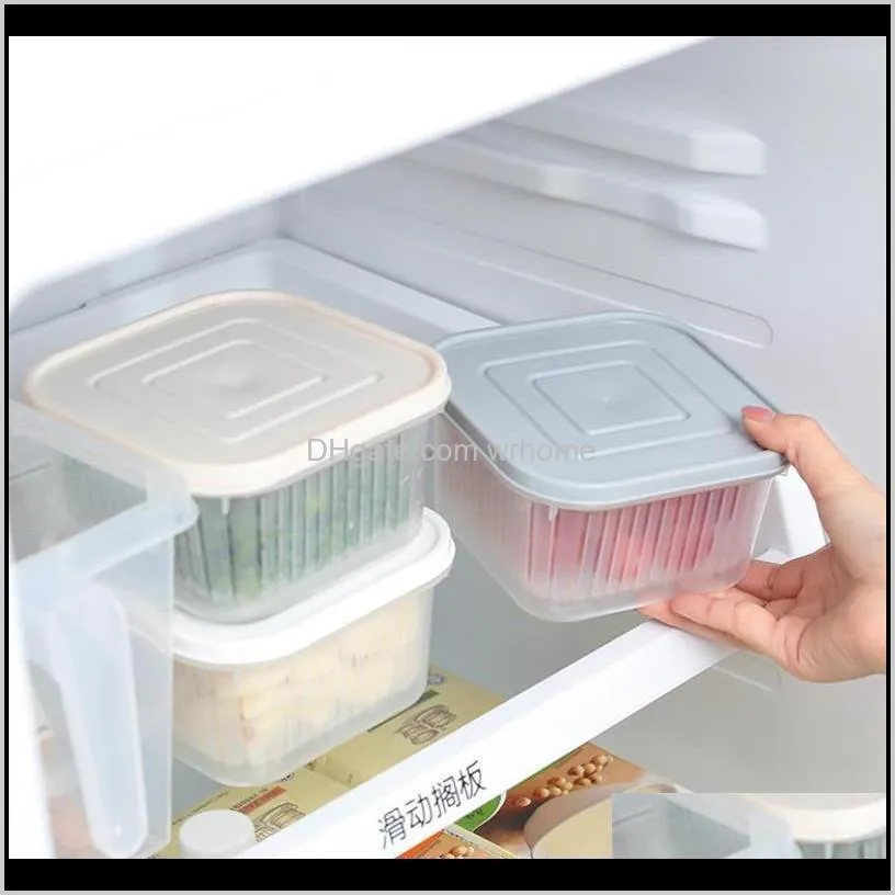 Housekeeping Organization Home Gardenplastic Storage Bins Refrigerator Box Double Layer Drain Keep Fresh Tank Household With Er Bottles & Ja