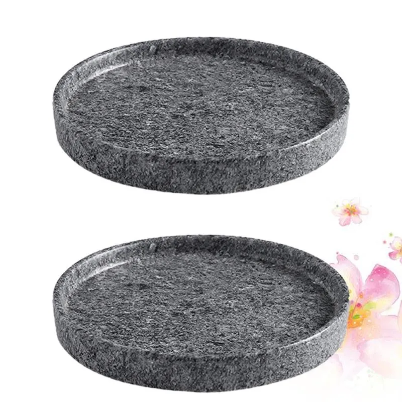 11.5x11.5x1.5cm Flowerpot Drip Tray Ceramic Cement Design Base For Garden Balcony (Grey) Planters & Pots