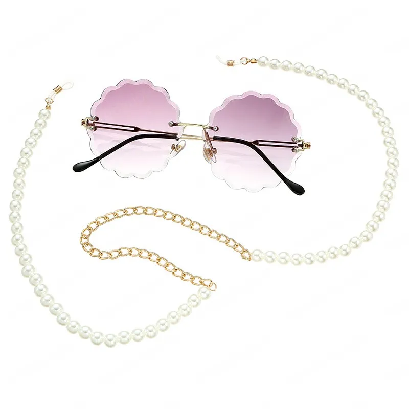 Vintage Imitation Pearl Glasses Chain Lanyard Glasögon Kedjor Kvinnor Tillbehör Solglasögon Håll Straps Cords