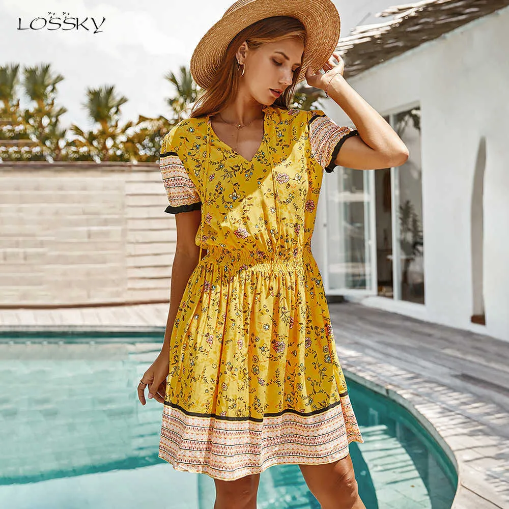 casual mini sun dress Zpanxa Summer Dresses for Women Fashion Summer Casual Solid Square Collar Short Sleeve Fold Mini Dress White L