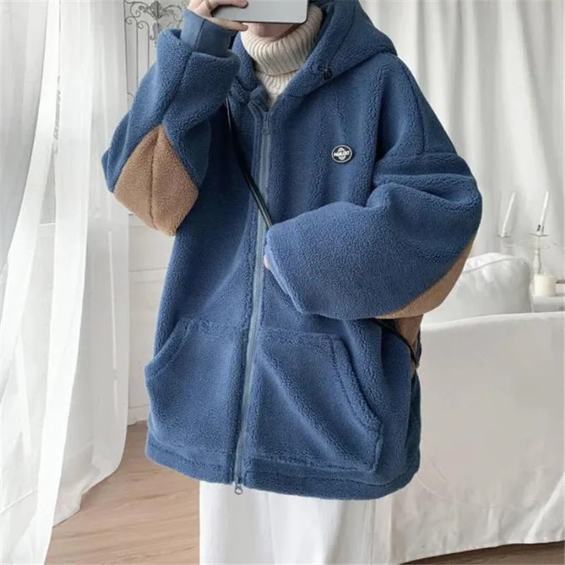 Men's Down & Parkas Chic Men Warm Coats Polar Fleece Autumn Winter Arrival Loose Hoodies Male Streetwear Hip Hop Hooded Tops Abrigos De Homb