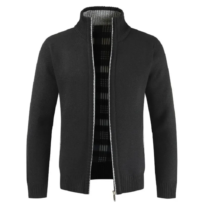 Frühling Herrenjacke Slim Fit Stehkragen Reißverschluss Jacken Solide Baumwolle Dicke Warme Lässige Pullover Mantel 211126