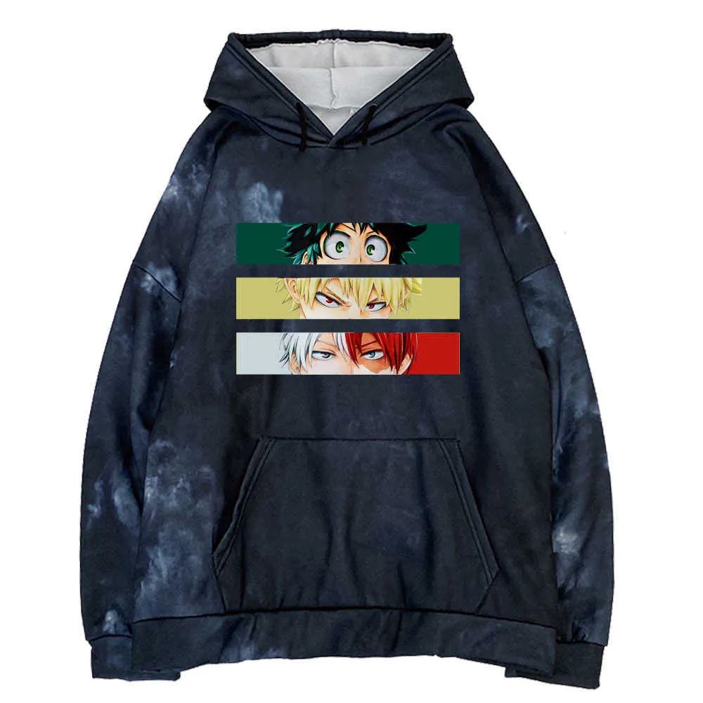 Funny My Hero Academia Hoodies Sweatshirt Midoriya Shoto Bakugou Anime Manga Black Hoodies Tops Clothes Y0803