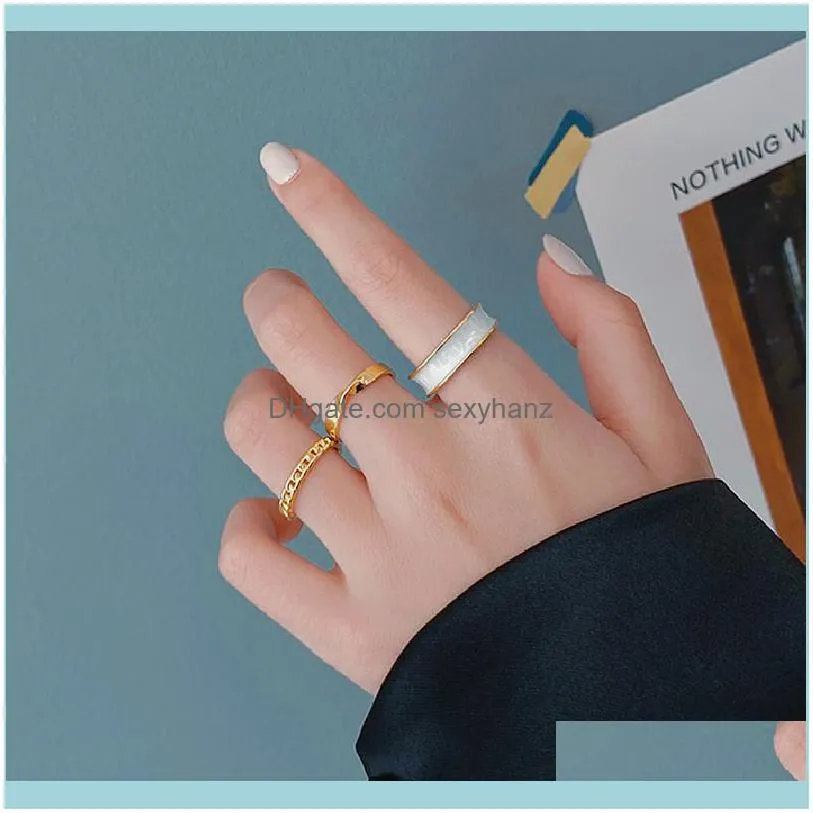 Minimalism Gold Color Round Geometric Finger Rings Set for Women Classic Circle Open Joint Female Jewelry