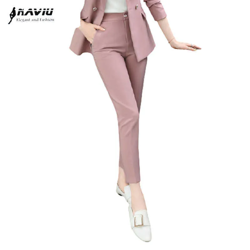 봄 패션 여성 연필 바지 고품질 캔디 컬러 바지 사무실 착용을위한 공식적인 바닥 210604
