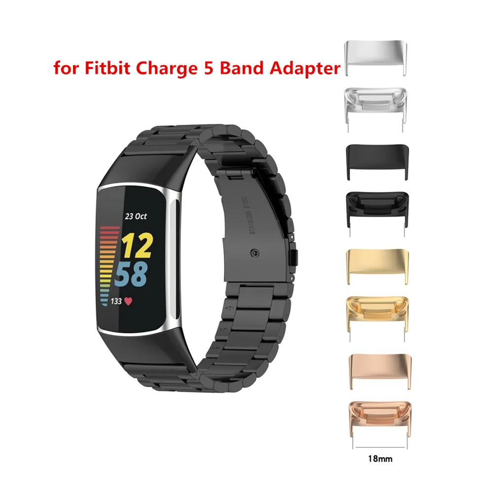 Steel Adapter Connector Watch Band Fit 18mm Strap Connectors Bracelet for Fitbit Charge5 Charge 5 Smart Wearable Accessories