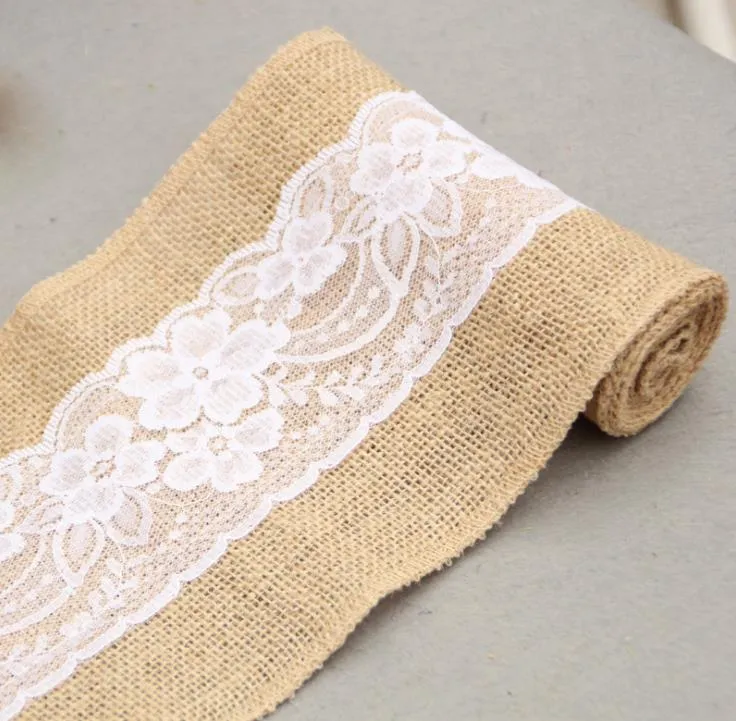 Party Supplies 15*240cm Naturally Elegant Burlap Lace Chair Sashes Jute Chairs Tie Bow For Rustic Wedding Event Decoration SN2533