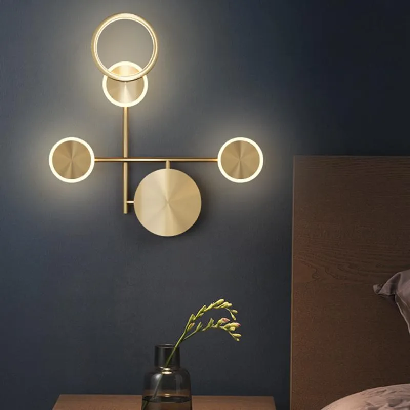 Lampade da parete Artpad Modern Copper Led Light Girevole Comodino Nero Oro Sconce 3 Dim per la lettura Scale TV Backfround