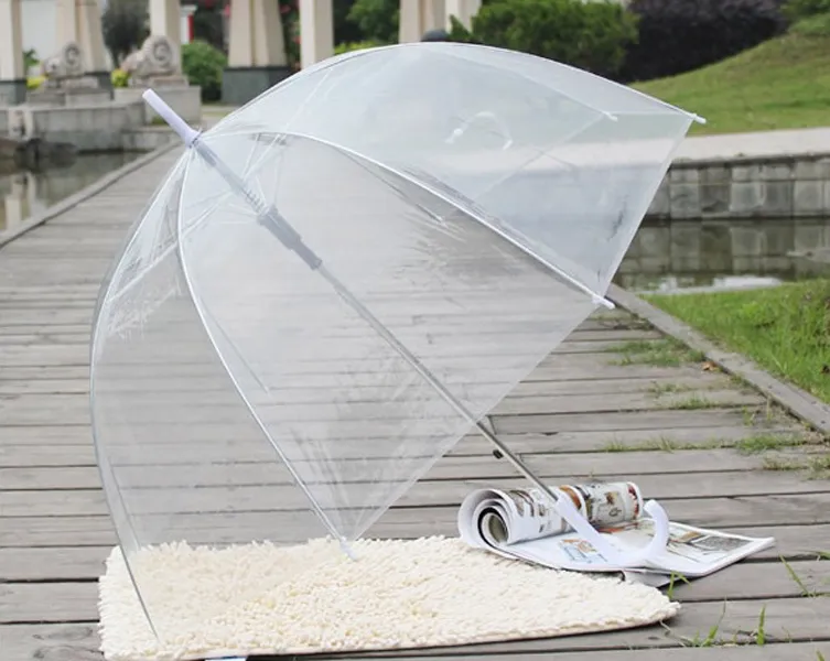 10pcs Clear Transparent Bubble Deep Dome Rain Umbrella Gossip Girl Wind Resistance Mushroom Umbrellas Shape Wedding Party Decoration