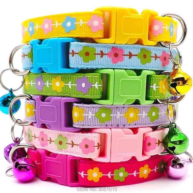 Wholesale 24Pcs Pet Collars for Puppy Cat Collar With Bell Adjustable Buckle Collar Dog Accessories ID Tag Collar For Small Dog 210729