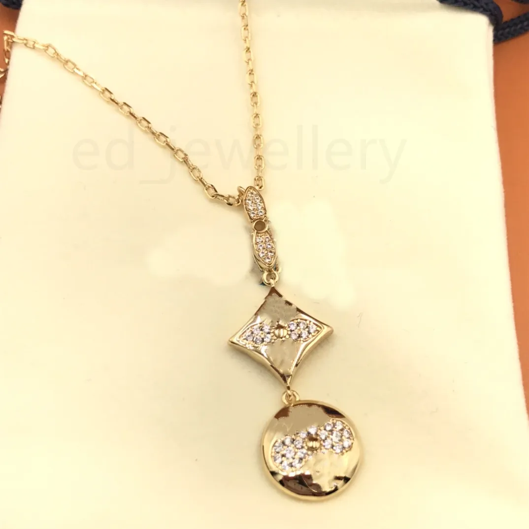 2022 Kette Herren Damen Liebe Halsketten Mode Armbänder Halskette Titan Stahl Gravierte Blume Farbige Emaille Diamant 18 Karat vergoldet Mehrere Stile