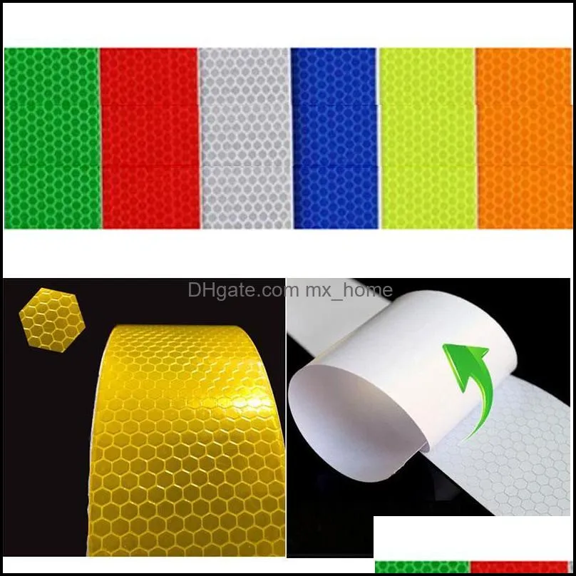 Window Stickers 5cm* White Back Glue Crystal Color Grid Reflective Film Tape Warning Decorative
