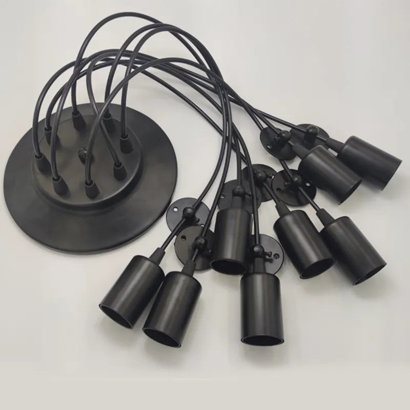 Lâmpadas de pendente industrial de aranha nórdica E27 Attic Edison Indústria Chaveleiro Comprimento do cordão 150-250cm Chandelier