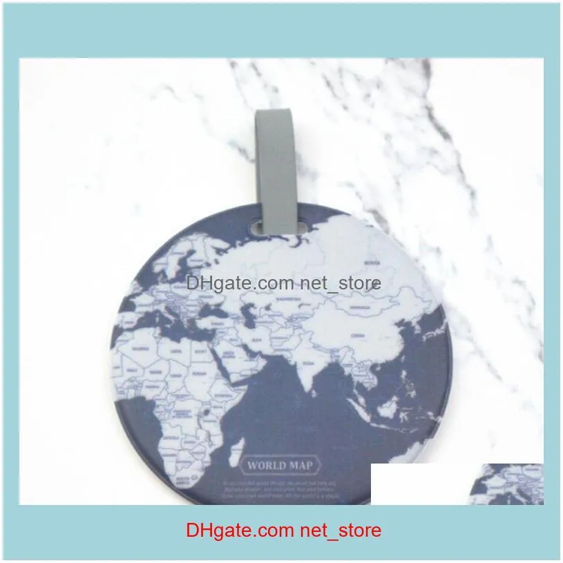 Luggage Tag Global Map Silica Suitcase ID Address Holder Identifier Baggage Boarding Tags Portable Travel Accessories