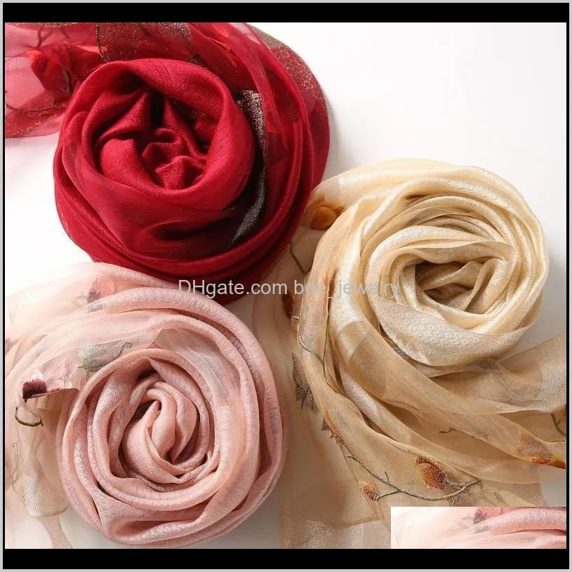 embroidered women shawls head wraps lady travel high quality winter neck scarf hijab