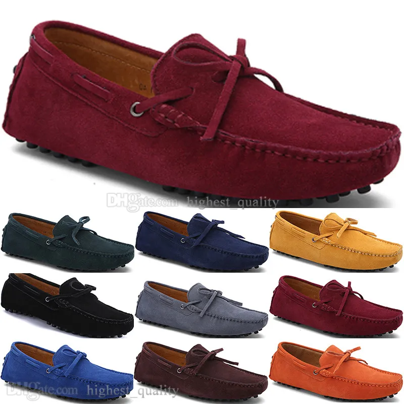 162 novo moda mens calçados casuais couro estilo britânico primavera casal genuína ervilhas esfregar homens dirigem preguiçoso homem overshoes ao ar livre confortável respirável respirável amarelo preto