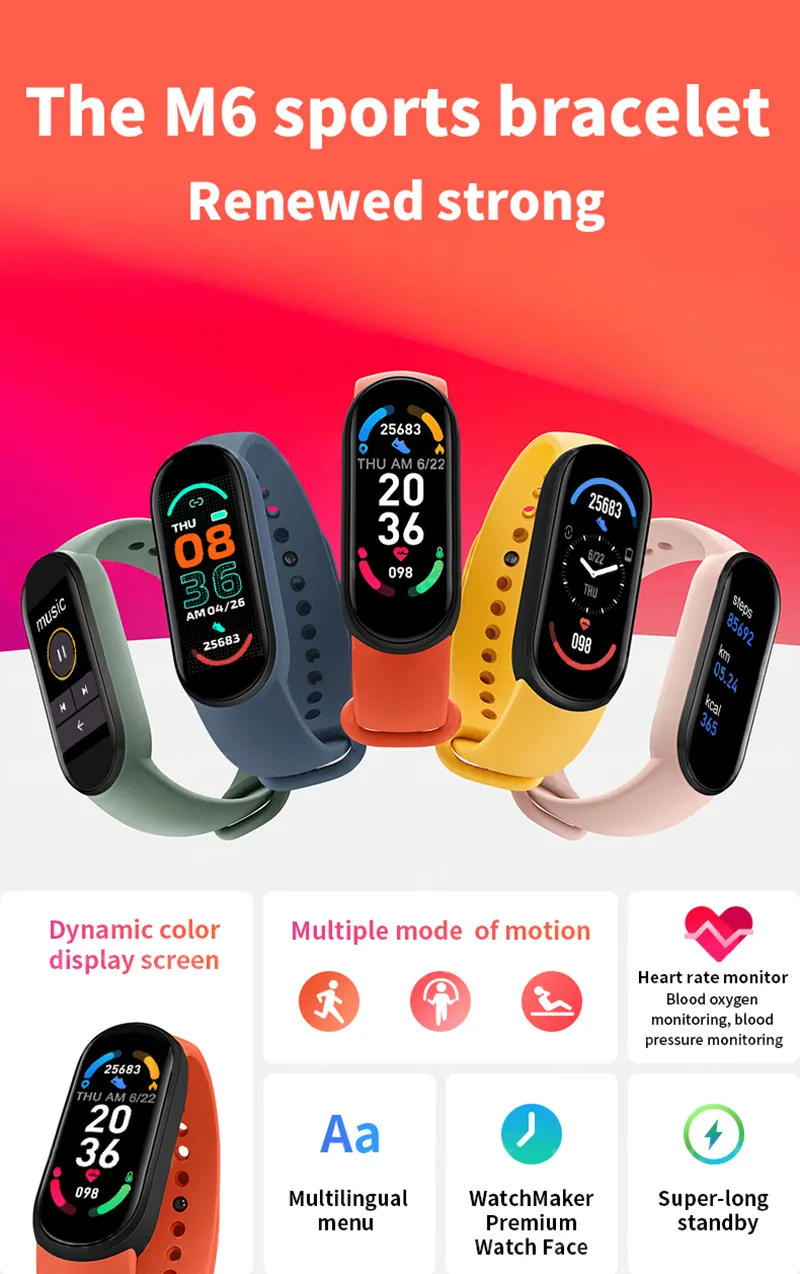 M6 Smart Band High Quality Mi Fitness Tracker With Blood Pressure