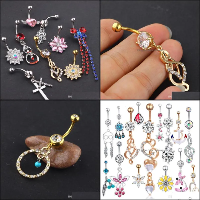 dangle belly ring wholesales 20pcs mix style navel button piercing body jewelry barbell
