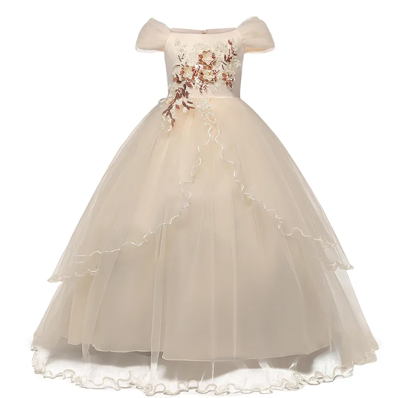 Abito elegante da sera Ball Gown Kids Principessa Prima Comunione Adolescente Crema