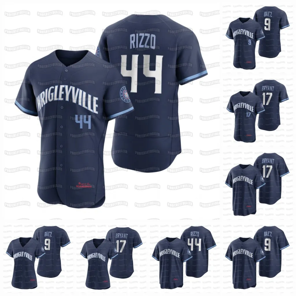 Wrigleyville Chicago Javier Bez 2021 City Connect Jersey 44 Anthony Rizzo Kris Bryant Joc Pederson Willson Contreras Craig Kimbrel Chafin Wisdom Maillots