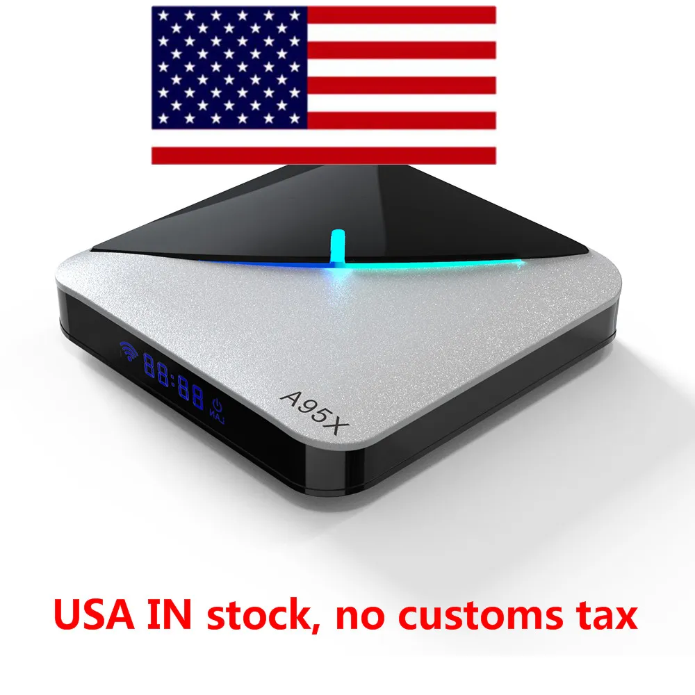 USA Warehouse A95X F3 TV BOX AIR 8K RGB LIGHT ANDROID 9 AMLOGIC S905X3 4GB 32GB WIFI 5GHz YouTubeメディアプレーヤーvs X96 Max Plus Plus