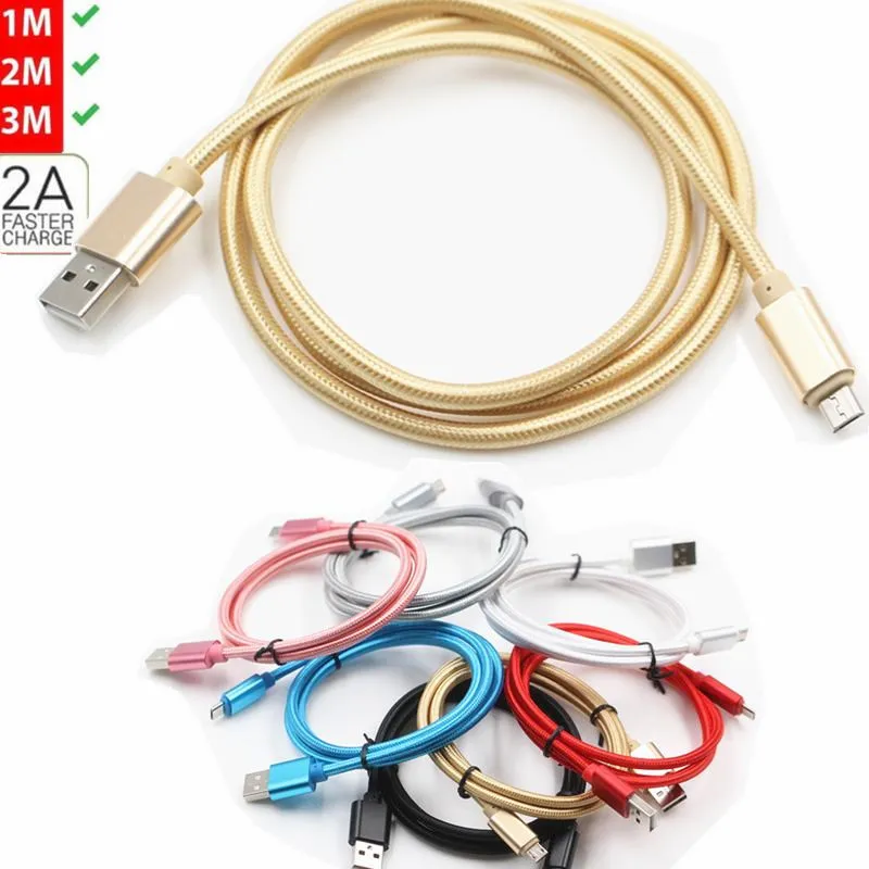 Unbroken Metal Braid Type C /Micro USB phone cables Charger Lead For Samsung S20,S20plus S9 S8 & Android 1M 2M 3M