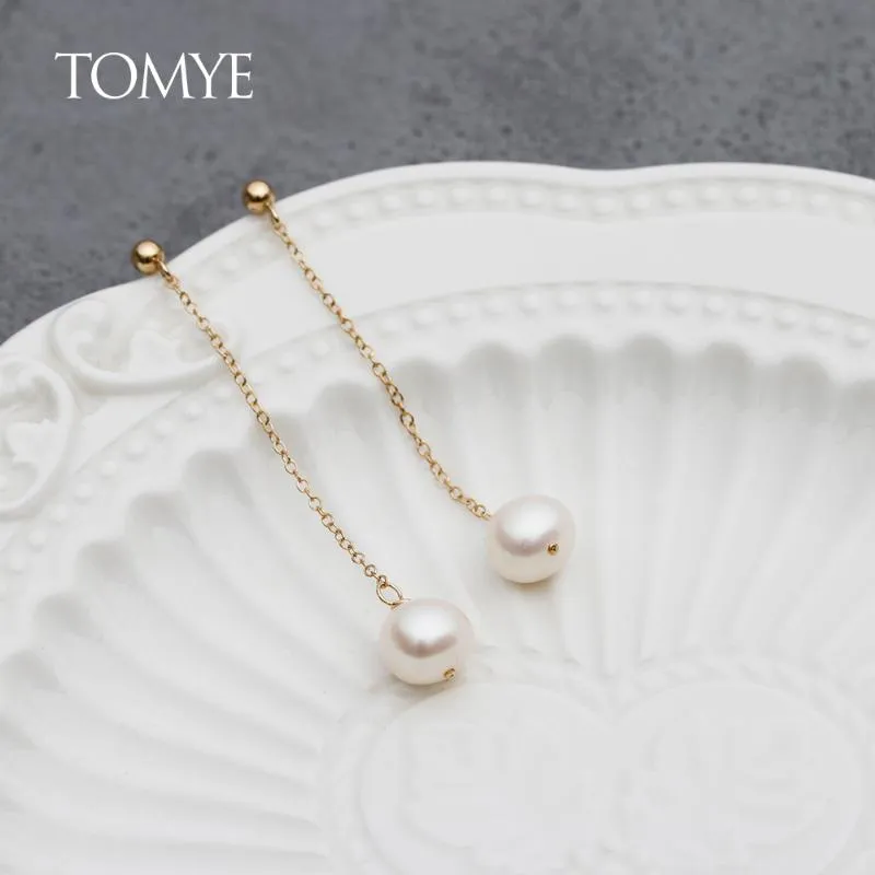 Stud Pearl Earrings 14K Gold TOMYE ED21026 High Quality Luxury Simplicity Long Chain For Women Gifts Jewelry