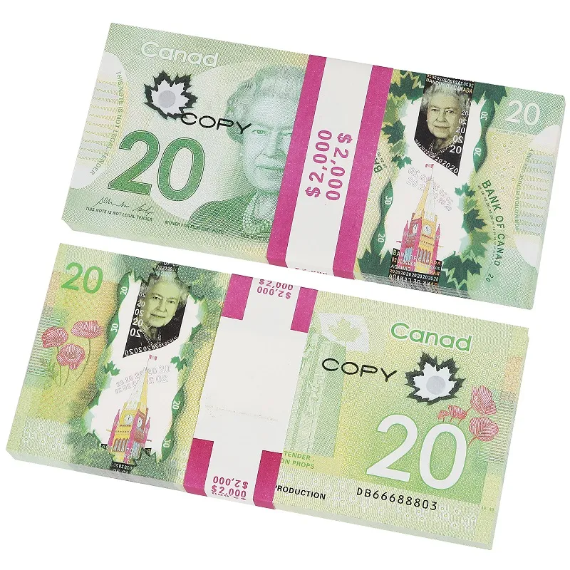 Prop CAD Money 5 10 20 50 100 Kopiuj Canadian Dollar Canada Banknotes Fałszywe notatki Film Props327pd8kg