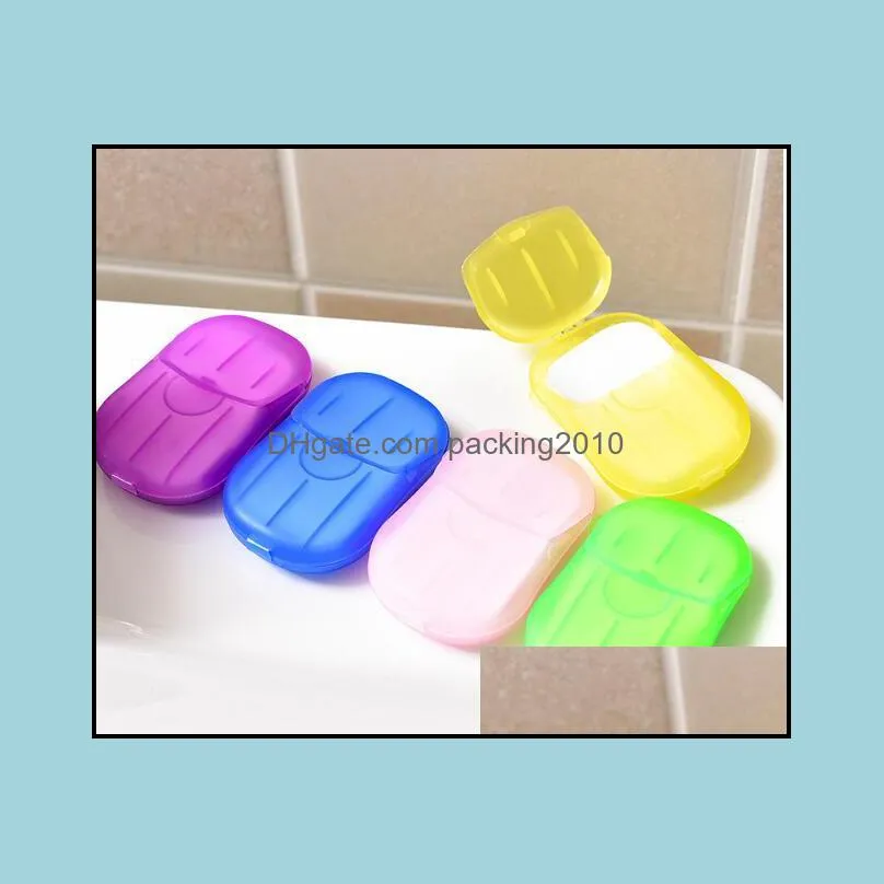 20PCS/box Disposable Mini Travel Soap Paper Washing Hand Bath Cleaning Portable Boxed Foaming Soap Paper Scented Sheets