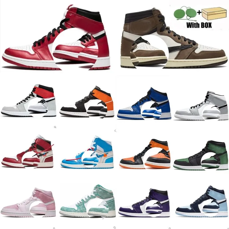 OG Mens Jumpman 1s Sapatos de Basquete Alto Top OG 1 UNC Universidade Azul Royal Vermelho Verde Esporte Sapato Chicago Treinadores Homens Mulheres Esportes Sapatilhas