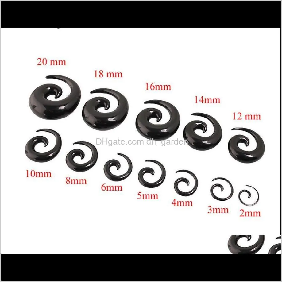2-20mm acrylic spiral ear gauges fake ear tapers stretching plugs snail tunnel expanders earlobe body piercing jewelry