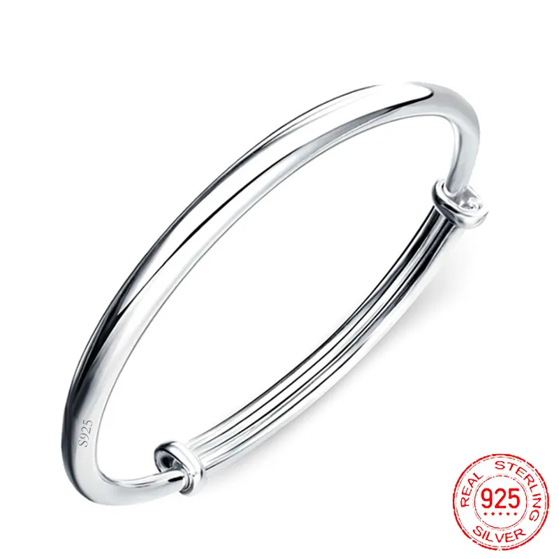 100% Originele 925 Solid Silver Bangle Bracelet Fit Europese Charms Kralen Armbanden Sieraden Gift voor Dames ZB001